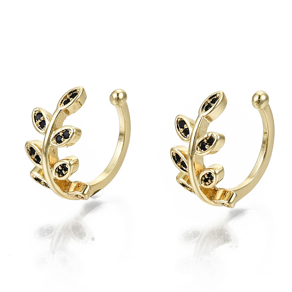 PandaHall Brass Micro Pave Cubic Zirconia Cuff Earrings, Cadmium Free & Nickel Free & Lead Free, Leaf, Real 16K Gold Plated, Black, 1~8mm...
PandaHall Brass Micro Pave Cubic Zirconia Cuff Earrings, Cadmium Free & Nickel Free & Lead Free, Leaf, Real 16K Gold Plated, Black, 1~8mm...