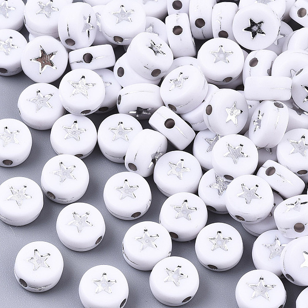 PandaHall Opaque Acrylic Beads, Flat Round with Star, White, Silver Plated, 7x4mm, Hole: 1.5mm, about 3600pcs/500g Acrylic Flat Round White
PandaHall Opaque Acrylic Beads, Flat Round with Star, White, Silver Plated, 7x4mm, Hole: 1.5mm, about 3600pcs/500g Acrylic Flat Round White