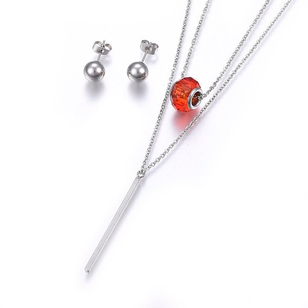 PandaHall 304 Stainless Steel Jewelry Sets, Tiered Necklaces and Stud Earrings, with Glass Bead, Rondelle, Bar, Stainless Steel Color, 16.93..., Red
PandaHall 304 Stainless Steel Jewelry Sets, Tiered Necklaces and Stud Earrings, with Glass Bead, Rondelle, Bar, Stainless Steel Color, 16.93..., Red