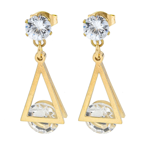 PandaHall Vacuum Plating 304 Stainless Steel Triangle Dangle Stud Earrings, Cubic Zirconia Drop Earrings, Golden, 32x11mm Cubic Zirconia...
PandaHall Vacuum Plating 304 Stainless Steel Triangle Dangle Stud Earrings, Cubic Zirconia Drop Earrings, Golden, 32x11mm Cubic Zirconia...