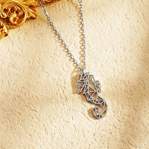 PandaHall Stainless Steel Origami Seahorse Pendant Necklace, Stainless Steel Color, 17.72 inch(45cm) Stainless Steel Sea Horse
PandaHall Stainless Steel Origami Seahorse Pendant Necklace, Stainless Steel Color, 17.72 inch(45cm) Stainless Steel Sea Horse