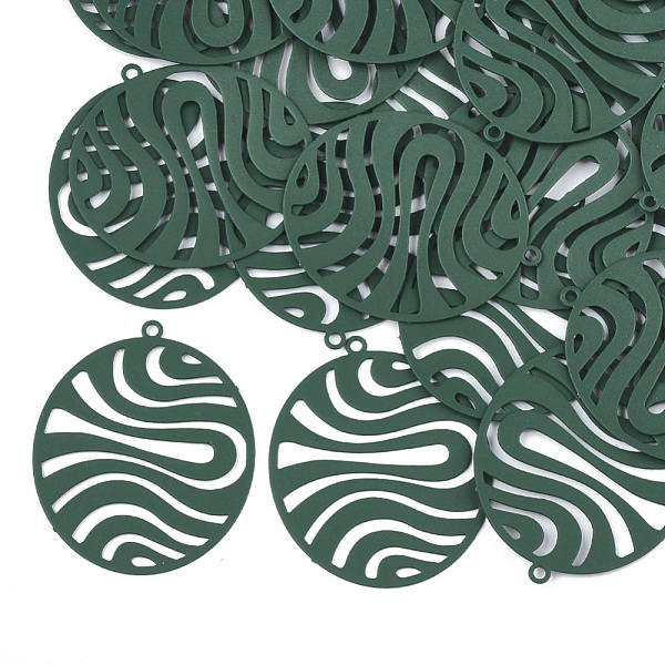 PandaHall 430 Stainless Steel Filigree Pendants, Spray Painted, Etched Metal Embellishments, Oval, Green, 30x25x0.3mm, Hole: 1.2mm 430...
PandaHall 430 Stainless Steel Filigree Pendants, Spray Painted, Etched Metal Embellishments, Oval, Green, 30x25x0.3mm, Hole: 1.2mm 430...