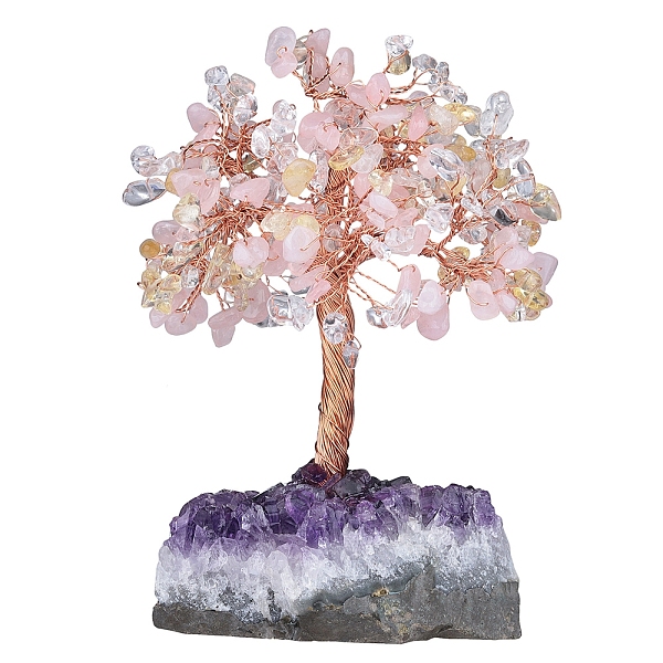 PandaHall Natural Rose Quartz & Quartz Crystal & Citrine Chips Tree of Life Decorations, Rough Raw Amethyst Base with Copper Wire Feng Shui...
PandaHall Natural Rose Quartz & Quartz Crystal & Citrine Chips Tree of Life Decorations, Rough Raw Amethyst Base with Copper Wire Feng Shui...