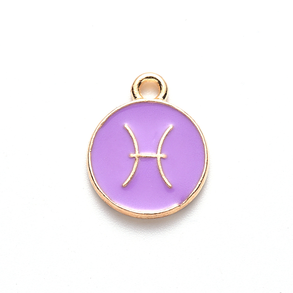 PandaHall Alloy Enamel Pendants, Cadmium Free & Lead Free, Flat Round with Constellation, Light Gold, Medium Purple, Pisces, 15x12x2mm, Hole...
PandaHall Alloy Enamel Pendants, Cadmium Free & Lead Free, Flat Round with Constellation, Light Gold, Medium Purple, Pisces, 15x12x2mm, Hole...