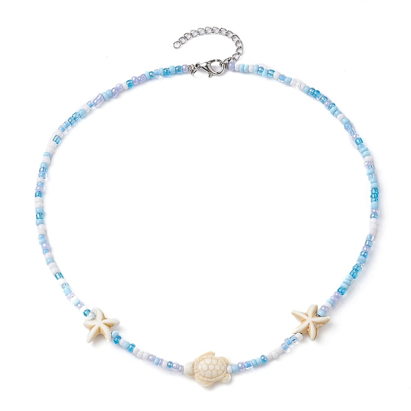 PandaHall Synthetic Turquoise Starfish & Turtle & Seed Beaded Necklace for Women, White, 15.75 inch(40cm) Synthetic Turquoise White
PandaHall Synthetic Turquoise Starfish & Turtle & Seed Beaded Necklace for Women, White, 15.75 inch(40cm) Synthetic Turquoise White