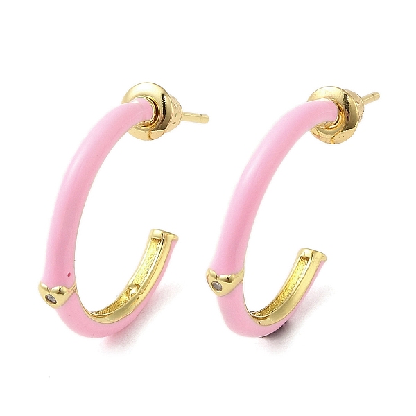 PandaHall Real 18K Gold Plated Brass Ring Stud Earrings, Half Hoop Earrings with Enamel, Pink, 19.5x2.5mm Brass Ring Pink
PandaHall Real 18K Gold Plated Brass Ring Stud Earrings, Half Hoop Earrings with Enamel, Pink, 19.5x2.5mm Brass Ring Pink