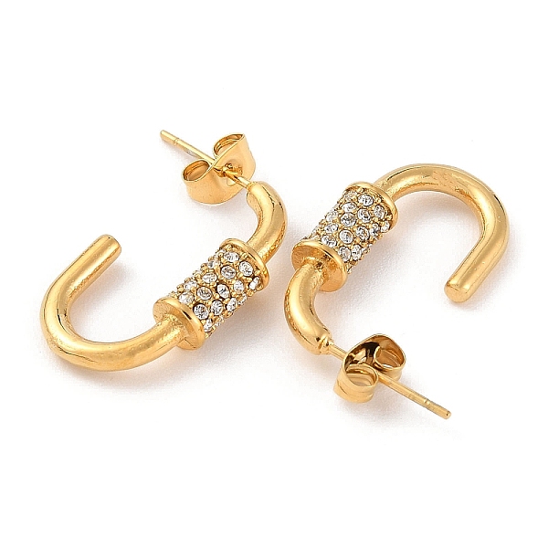 PandaHall Ion Plating(IP) 304 Stainless Steel Oval Stud Earrings with Rhinestones, Half Hoop Earrings for Women, Golden, 24x5mm Rhinestone...
PandaHall Ion Plating(IP) 304 Stainless Steel Oval Stud Earrings with Rhinestones, Half Hoop Earrings for Women, Golden, 24x5mm Rhinestone...