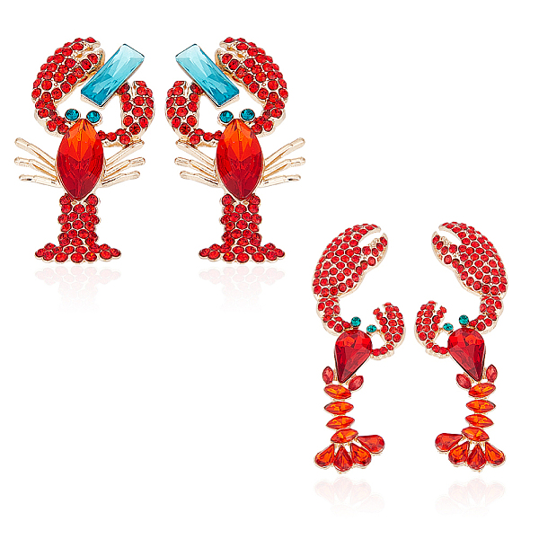 PandaHall ANATTASOUL 2 Pairs 2 Style Rhinestone Lobster Stud Earrings, Light Gold Alloy Jewelry for Women, Siam, 51.5~61.5x21~26.5x5~6.3mm..., Red
PandaHall ANATTASOUL 2 Pairs 2 Style Rhinestone Lobster Stud Earrings, Light Gold Alloy Jewelry for Women, Siam, 51.5~61.5x21~26.5x5~6.3mm..., Red
