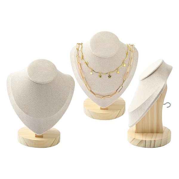 PandaHall Necklace Bust Display Stand, with Wooden Base, Microfibre, 15x17cm Wood Brown
PandaHall Necklace Bust Display Stand, with Wooden Base, Microfibre, 15x17cm Wood Brown