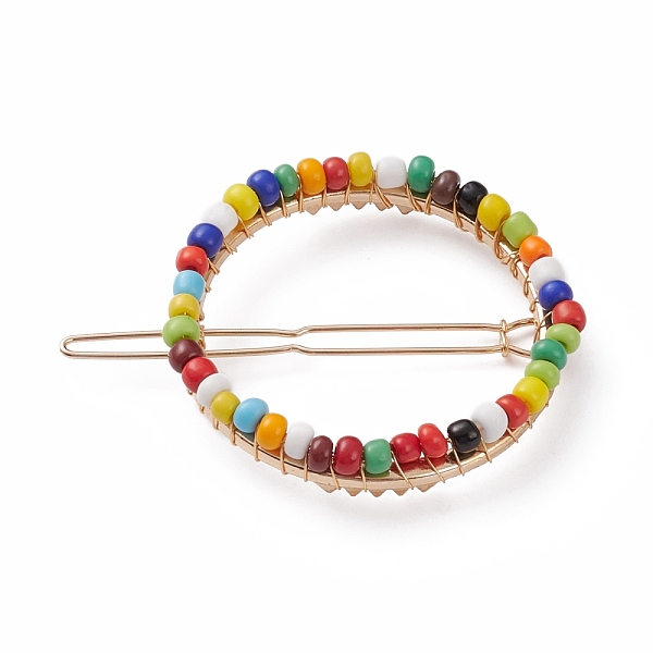 PandaHall Alloy Hollow Hair Barrettes, Ponytail Holder Statement, with Glass Seed Beads, Colorful, 61x48x8mm Alloy
PandaHall Alloy Hollow Hair Barrettes, Ponytail Holder Statement, with Glass Seed Beads, Colorful, 61x48x8mm Alloy