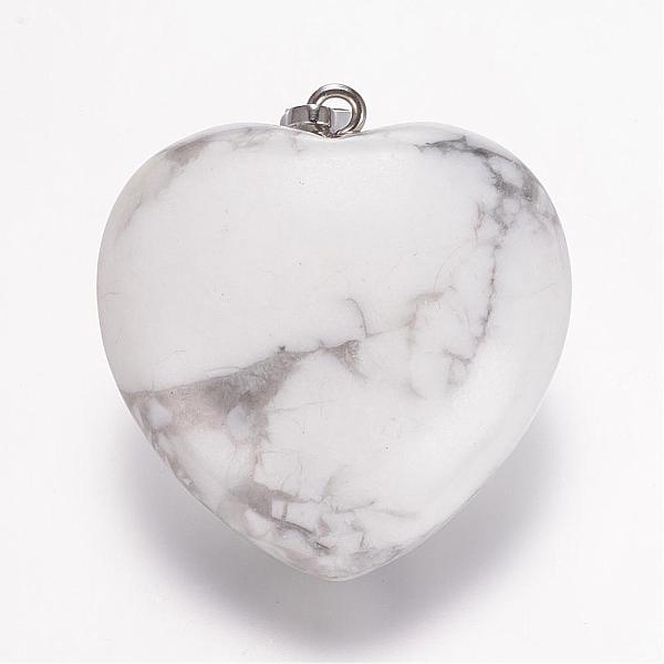 PandaHall Natural Howlite Gemstone Pendants, Heart, Platinum, 32.5~34x30x12mm, Hole: 5x8mm Howlite Heart
PandaHall Natural Howlite Gemstone Pendants, Heart, Platinum, 32.5~34x30x12mm, Hole: 5x8mm Howlite Heart