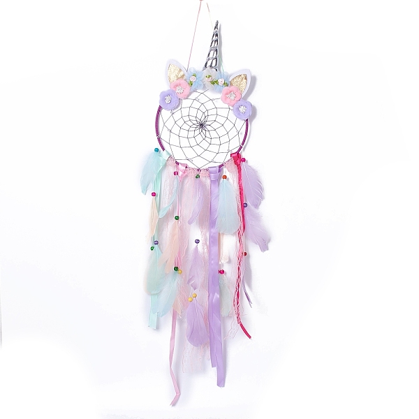 PandaHall Handmade Unicorn Woven Net/Web with Feather Wall Hanging Decoration, with Beads & Ribbon & Flower, for Home Offices Ornament..., Purple
PandaHall Handmade Unicorn Woven Net/Web with Feather Wall Hanging Decoration, with Beads & Ribbon & Flower, for Home Offices Ornament..., Purple