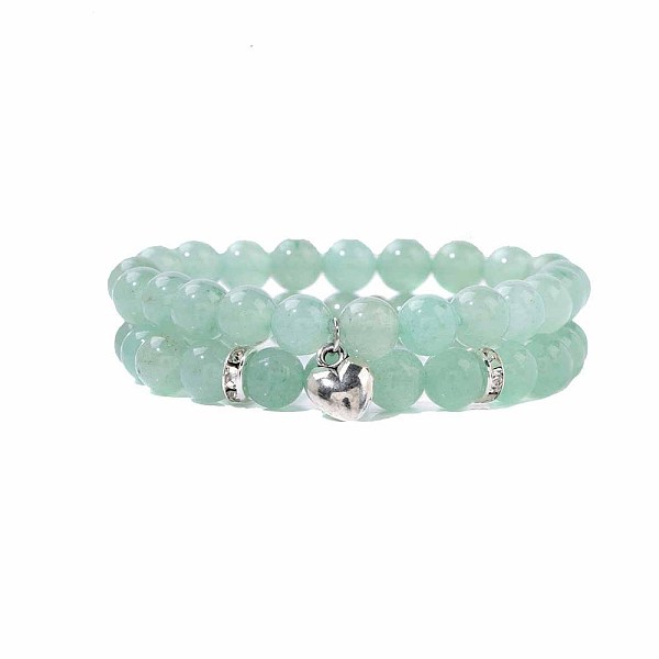 PandaHall 2Pcs 2 Style Natural Green Aventurine Stretch Bracelets Set, Stackable Bracelets with Heart Charms, Round Green Aventurine Round
PandaHall 2Pcs 2 Style Natural Green Aventurine Stretch Bracelets Set, Stackable Bracelets with Heart Charms, Round Green Aventurine Round