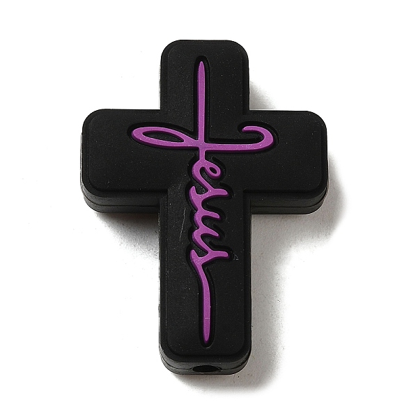 PandaHall Silicone Beads, Cross with Word Jesus, Black, 30x22x8mm, Hole: 2.5mm Silicone Cross Black
PandaHall Silicone Beads, Cross with Word Jesus, Black, 30x22x8mm, Hole: 2.5mm Silicone Cross Black