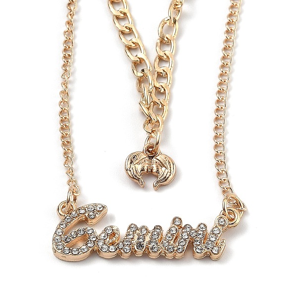 PandaHall Alloy Double Layered Necklaces, Pendant Necklaces, with Glass Rhinestone, Constellation/Zodiac Sign, Golden, Gemini, Word...
PandaHall Alloy Double Layered Necklaces, Pendant Necklaces, with Glass Rhinestone, Constellation/Zodiac Sign, Golden, Gemini, Word...