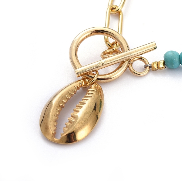 PandaHall Pendant Necklaces, with Synthetic Turquoise Beads, Brass Paperclip Chains, 304 Stainless Steel Pendants and Toggle Clasps, Cowrie..., Green
PandaHall Pendant Necklaces, with Synthetic Turquoise Beads, Brass Paperclip Chains, 304 Stainless Steel Pendants and Toggle Clasps, Cowrie..., Green