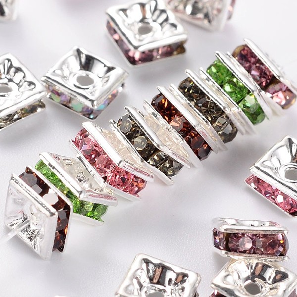 PandaHall Brass Rhinestone Spacer Beads, Square, Nickel Free, Silver Color Plated, Mixed Color, about 5mm long, 5mm wide, 2.5mm thick, hole..., Multicolor
PandaHall Brass Rhinestone Spacer Beads, Square, Nickel Free, Silver Color Plated, Mixed Color, about 5mm long, 5mm wide, 2.5mm thick, hole..., Multicolor