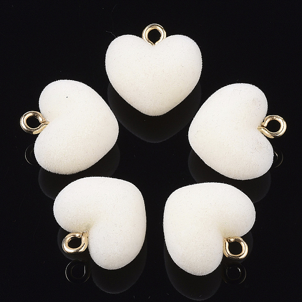 PandaHall Flocky Acrylic Pendants, with Brass Loops, Heart, Golden, Creamy White, 18.5x18x13mm, Hole: 2.5mm Brass+Acrylic Heart
PandaHall Flocky Acrylic Pendants, with Brass Loops, Heart, Golden, Creamy White, 18.5x18x13mm, Hole: 2.5mm Brass+Acrylic Heart