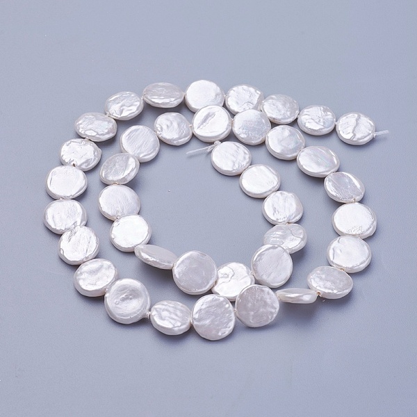 PandaHall Shell Pearl Beads Strands, Flat Round, Snow, 10~13.5x2.5~3mm, Hole: 0.5mm, about 29~32pcs/strand, 15.55 inch~15.94 inch..., White
PandaHall Shell Pearl Beads Strands, Flat Round, Snow, 10~13.5x2.5~3mm, Hole: 0.5mm, about 29~32pcs/strand, 15.55 inch~15.94 inch..., White