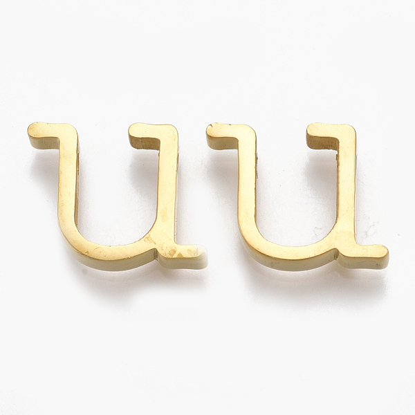 PandaHall 304 Stainless Steel Pendants, Golden, Letter, Letter.U, 12x12x3mm, Hole: 1.8mm 304 Stainless Steel Letter U
PandaHall 304 Stainless Steel Pendants, Golden, Letter, Letter.U, 12x12x3mm, Hole: 1.8mm 304 Stainless Steel Letter U