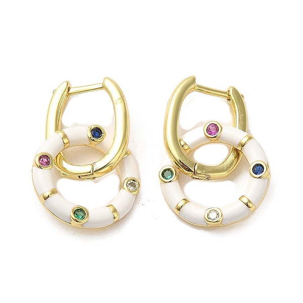 PandaHall Real 18K Gold Plated Brass Ring Dangle Hoop Earrings, with Enamel and Cubic Zirconia, White, 21x12.5mm Cubic Zirconia Ring White
PandaHall Real 18K Gold Plated Brass Ring Dangle Hoop Earrings, with Enamel and Cubic Zirconia, White, 21x12.5mm Cubic Zirconia Ring White