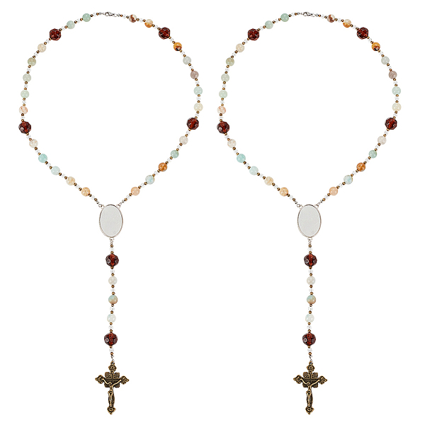 PandaHall Natural Flower Amazonite & Glass Rosary Bead Necklace, Sublimation Blank Alloy Oval with Cross Pendant Necklace for Women, 18.23...
PandaHall Natural Flower Amazonite & Glass Rosary Bead Necklace, Sublimation Blank Alloy Oval with Cross Pendant Necklace for Women, 18.23...