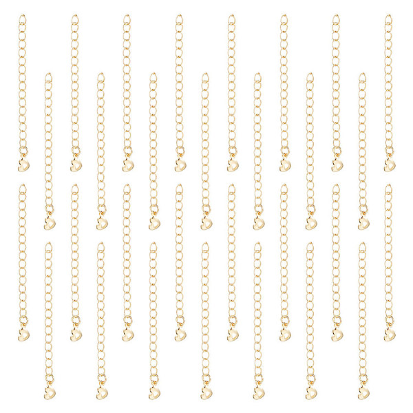 PandaHall Unicraftale 30Pcs Brass Curb Chains Extender, End Chains with Heart Chain Tabs, Real 18K Gold Plated, 55x3mm Brass Heart
PandaHall Unicraftale 30Pcs Brass Curb Chains Extender, End Chains with Heart Chain Tabs, Real 18K Gold Plated, 55x3mm Brass Heart
