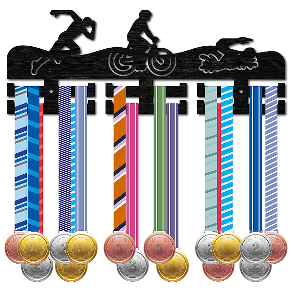 PandaHall Fashion Wood Medal Hanger Holder, 2 Line Display Wall Rack, with Screws & Anchor Plug, Triathlon, Sports, 150x400mm, Hole: 5mm..., Black
PandaHall Fashion Wood Medal Hanger Holder, 2 Line Display Wall Rack, with Screws & Anchor Plug, Triathlon, Sports, 150x400mm, Hole: 5mm..., Black
