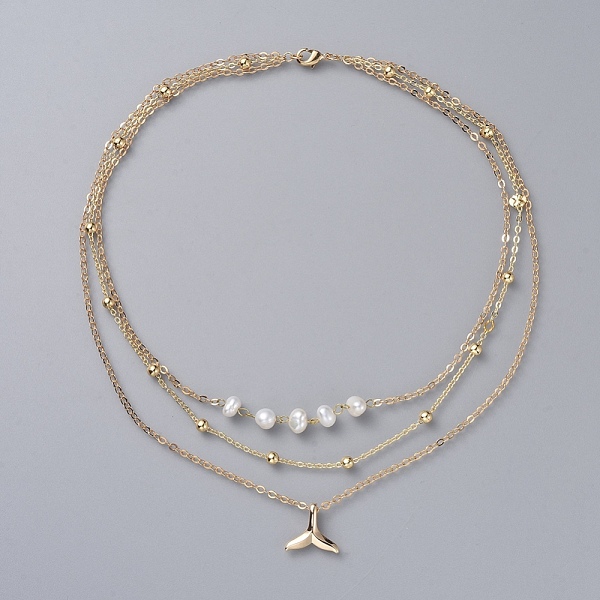 PandaHall 3 Layered Necklaces, with Natural Pearl, Brass Chains and Pendants, Whale Tail Shape, White, Real 18K Gold Plated, 14.17 inch...
PandaHall 3 Layered Necklaces, with Natural Pearl, Brass Chains and Pendants, Whale Tail Shape, White, Real 18K Gold Plated, 14.17 inch...