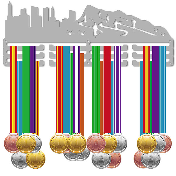 PandaHall Fashion Iron Medal Hanger Holder Display Wall Rack, 3 Lines, with Screws, Running & City Silhouette, Sports, 150x400mm, Hole: 5mm..., Silver
PandaHall Fashion Iron Medal Hanger Holder Display Wall Rack, 3 Lines, with Screws, Running & City Silhouette, Sports, 150x400mm, Hole: 5mm..., Silver
