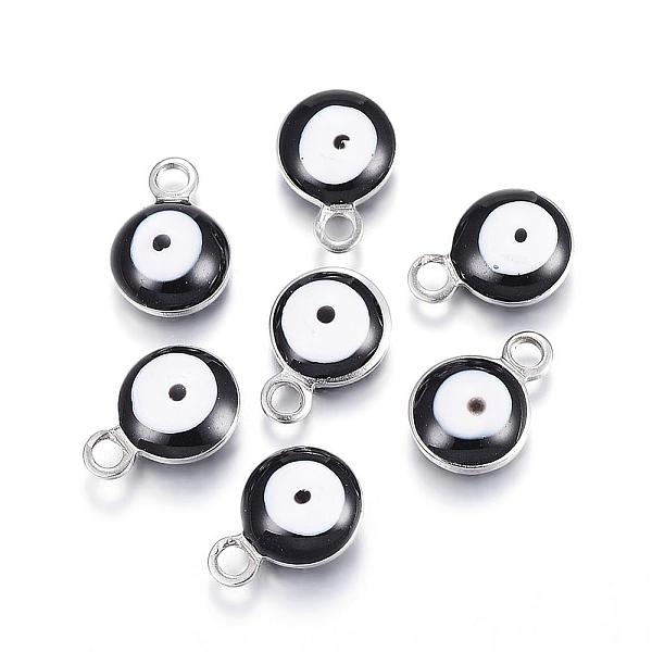 PandaHall 304 Stainless Steel Enamel Charms, Flat Round with Evil Eye, Stainless Steel Color, Black, 8.5x6x4mm, Hole: 1mm Stainless...
PandaHall 304 Stainless Steel Enamel Charms, Flat Round with Evil Eye, Stainless Steel Color, Black, 8.5x6x4mm, Hole: 1mm Stainless...
