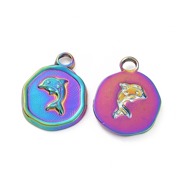 PandaHall Ion Plating(IP) 304 Stainless Steel Pendants, Flat Round with Dolphin Charm, Rainbow Color, 16x13x2mm, Hole: 2mm 304 Stainless...
PandaHall Ion Plating(IP) 304 Stainless Steel Pendants, Flat Round with Dolphin Charm, Rainbow Color, 16x13x2mm, Hole: 2mm 304 Stainless...