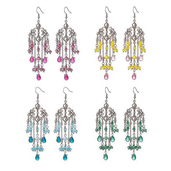 PandaHall 4 Pairs 4 Color Glass Teardrop Tassel Chandelier Earrings, 316 Surgical Stainless Steel Long Drop Earrings for Women, Mixed Color..., Multicolor
PandaHall 4 Pairs 4 Color Glass Teardrop Tassel Chandelier Earrings, 316 Surgical Stainless Steel Long Drop Earrings for Women, Mixed Color..., Multicolor
