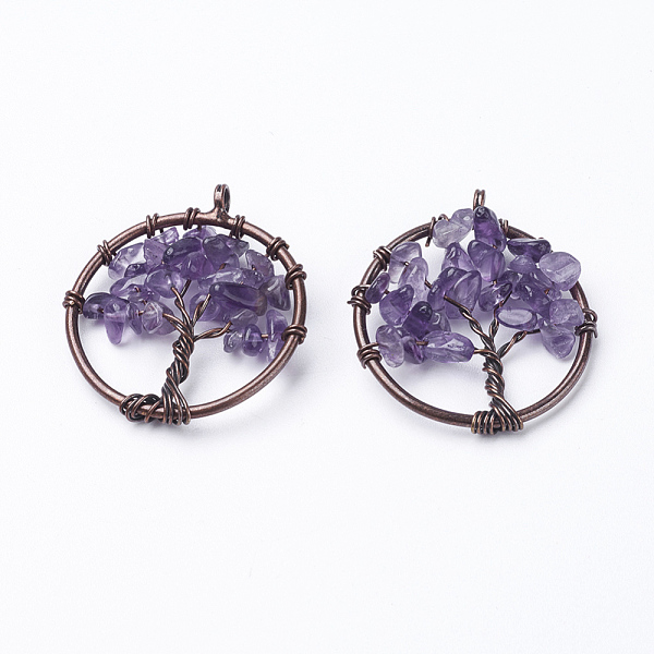 PandaHall Natural Amethyst Pendants, with Brass Findings, Red Copper, Flat Round with Tree of Life, 29x5~7mm, Hole: 4.5mm Amethyst Flat...
PandaHall Natural Amethyst Pendants, with Brass Findings, Red Copper, Flat Round with Tree of Life, 29x5~7mm, Hole: 4.5mm Amethyst Flat...