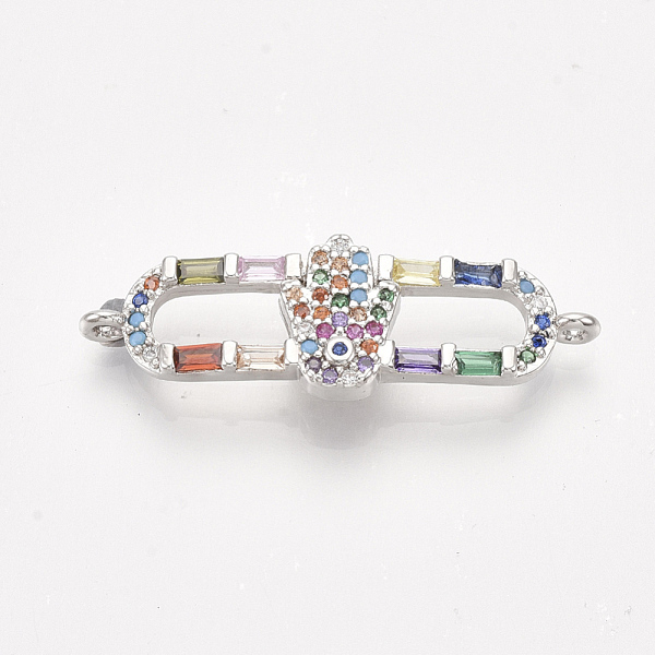 PandaHall Brass Micro Pave Cubic Zirconia Links, Oval with Hamsa Hand/Hand of Fatima /Hand of Miriam, Colorful, Platinum, 10x31x3mm, Hole...
PandaHall Brass Micro Pave Cubic Zirconia Links, Oval with Hamsa Hand/Hand of Fatima /Hand of Miriam, Colorful, Platinum, 10x31x3mm, Hole...