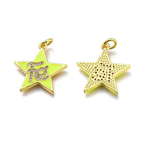 PandaHall Brass Micro Pave Clear Cubic Zirconia Pendants, with Enamel and Jump Rings, Star with Word, Real 18K Gold Plated, Yellow...
PandaHall Brass Micro Pave Clear Cubic Zirconia Pendants, with Enamel and Jump Rings, Star with Word, Real 18K Gold Plated, Yellow...