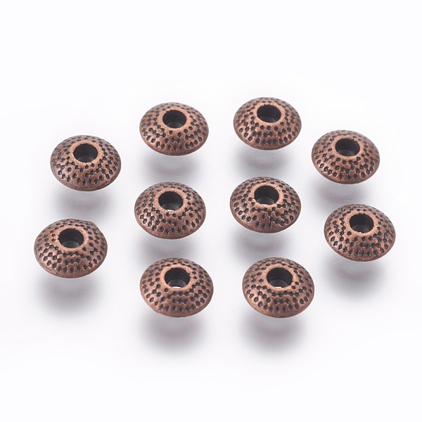 PandaHall Tibetan Style Alloy Beads, Cadmium Free & Nickel Free & Lead Free, Rondelle, Red Copper, 8x8x3.5mm, Hole: 2mm. Alloy Rondelle
PandaHall Tibetan Style Alloy Beads, Cadmium Free & Nickel Free & Lead Free, Rondelle, Red Copper, 8x8x3.5mm, Hole: 2mm. Alloy Rondelle