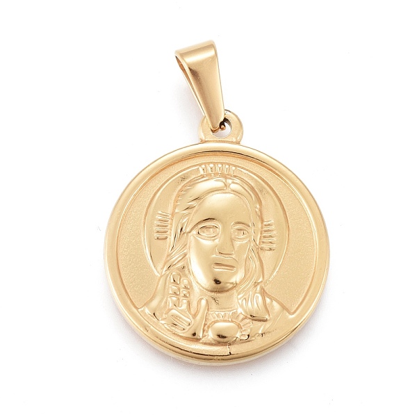 PandaHall Easter 304 Stainless Steel Pendants, Flat Round with Jesus, Golden, 25x21.5x3.5mm, Hole: 3x7mm 304 Stainless Steel Flat Round
PandaHall Easter 304 Stainless Steel Pendants, Flat Round with Jesus, Golden, 25x21.5x3.5mm, Hole: 3x7mm 304 Stainless Steel Flat Round