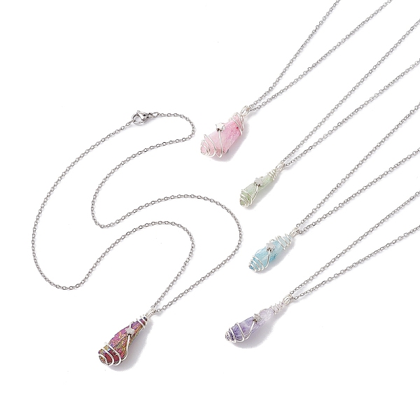 PandaHall Mixed Color Dyed Natural Quartz Crystal Irregular Nugget Pendant Necklace, 304 Stainless Steel Star Wire Wrap Necklace, Stainless...
PandaHall Mixed Color Dyed Natural Quartz Crystal Irregular Nugget Pendant Necklace, 304 Stainless Steel Star Wire Wrap Necklace, Stainless...