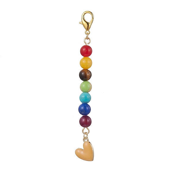 PandaHall Alloy Enamel Heart Pendant Decorations, with Chakra Natural Gemstone Round Bead and Alloy Lobster Claw Clasps, Wheat, 100mm..., Orange
PandaHall Alloy Enamel Heart Pendant Decorations, with Chakra Natural Gemstone Round Bead and Alloy Lobster Claw Clasps, Wheat, 100mm..., Orange