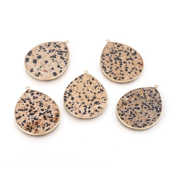 PandaHall Natural Dalmatian Jasper Pendants, with Brass Findings, Teardrop, Golden, 41~41.5x32x2mm, Hole: 1.5mm Dalmatian Jasper Teardrop
PandaHall Natural Dalmatian Jasper Pendants, with Brass Findings, Teardrop, Golden, 41~41.5x32x2mm, Hole: 1.5mm Dalmatian Jasper Teardrop