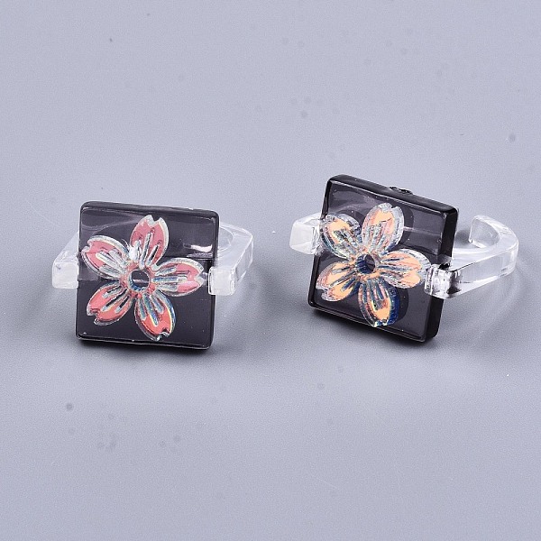 PandaHall Transparent Resin Cuff Rings, Open Rings, AB Color Plated, Square with Sakura, Black, US Size 8 1/2(18.5mm) Resin Black
PandaHall Transparent Resin Cuff Rings, Open Rings, AB Color Plated, Square with Sakura, Black, US Size 8 1/2(18.5mm) Resin Black