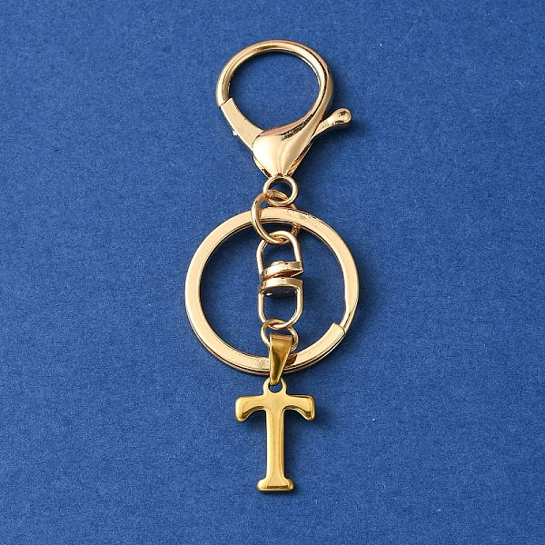 PandaHall 304 Stainless Steel Initial Letter Charm Keychains, with Alloy Clasp, Golden, Letter T, 8.5cm Stainless Steel Letter T
PandaHall 304 Stainless Steel Initial Letter Charm Keychains, with Alloy Clasp, Golden, Letter T, 8.5cm Stainless Steel Letter T