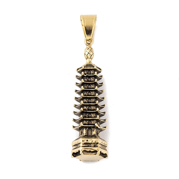 PandaHall 304 Stainless Steel Big Pendants, Pagoda Charm, Antique Golden, 52.5x14.5x13mm, Hole: 10x6mm 304 Stainless Steel Building
PandaHall 304 Stainless Steel Big Pendants, Pagoda Charm, Antique Golden, 52.5x14.5x13mm, Hole: 10x6mm 304 Stainless Steel Building