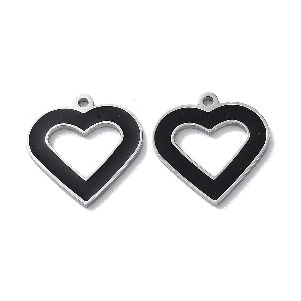 PandaHall 304 Stainless Steel Pendants, with Enamel, Heart Charm, Stainless Steel Color, 17x16x1.5mm, Hole: 1.4mm Stainless Steel+Enamel..., Black
PandaHall 304 Stainless Steel Pendants, with Enamel, Heart Charm, Stainless Steel Color, 17x16x1.5mm, Hole: 1.4mm Stainless Steel+Enamel..., Black