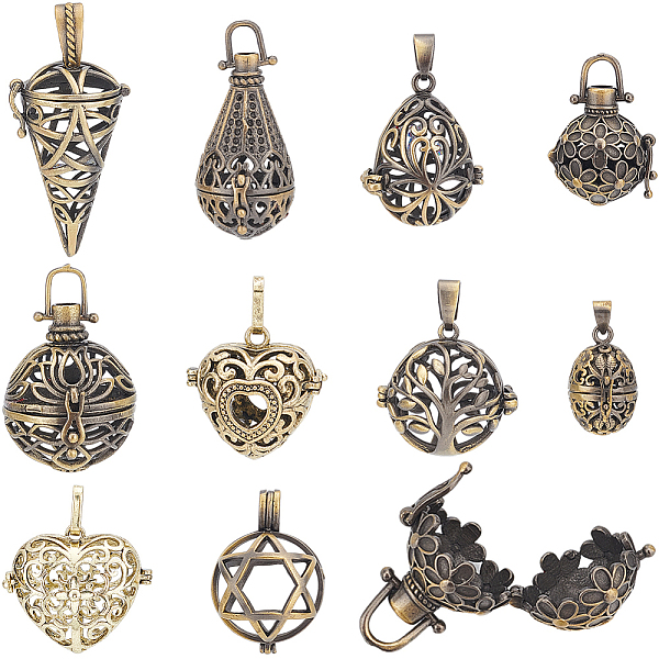 PandaHall SUNNYCLUE Tibetan Style Brass Cage Pendants, For Chime Ball Pendant Necklaces Making, Mixed Shapes, Antique Bronze...
PandaHall SUNNYCLUE Tibetan Style Brass Cage Pendants, For Chime Ball Pendant Necklaces Making, Mixed Shapes, Antique Bronze...