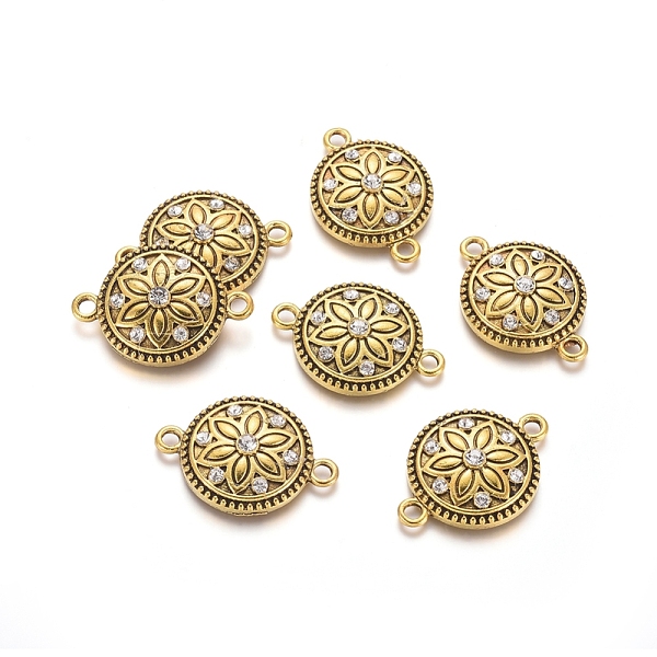 PandaHall Antique Golden Plated Alloy Links connectors, with Rhinestone, Flat Round with Flower, Crystal, 31x21.5x5.5mm, Hole: 3mm..., Clear
PandaHall Antique Golden Plated Alloy Links connectors, with Rhinestone, Flat Round with Flower, Crystal, 31x21.5x5.5mm, Hole: 3mm..., Clear