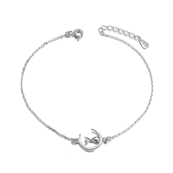 PandaHall SHEGRACE Lovely Rhodium Plated 925 Sterling Silver Anklet, with Kitten in the Moon, Platinum, 200x14mm Sterling Silver
PandaHall SHEGRACE Lovely Rhodium Plated 925 Sterling Silver Anklet, with Kitten in the Moon, Platinum, 200x14mm Sterling Silver