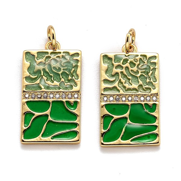PandaHall Brass Cubic Zirconia Pendants, Long-Lasting Plated, with Enamel, Rectangle, Real 18K Gold Plated, 22x12x2mm, Hole: 3.6mm..., Green
PandaHall Brass Cubic Zirconia Pendants, Long-Lasting Plated, with Enamel, Rectangle, Real 18K Gold Plated, 22x12x2mm, Hole: 3.6mm..., Green