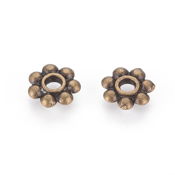PandaHall Tibetan Style Daisy Spacer Beads, Cadmium Free & Nickel Free & Lead Free, Flower, Antique Bronze, 6x1.3mm, Hole: 2mm, about...
PandaHall Tibetan Style Daisy Spacer Beads, Cadmium Free & Nickel Free & Lead Free, Flower, Antique Bronze, 6x1.3mm, Hole: 2mm, about...